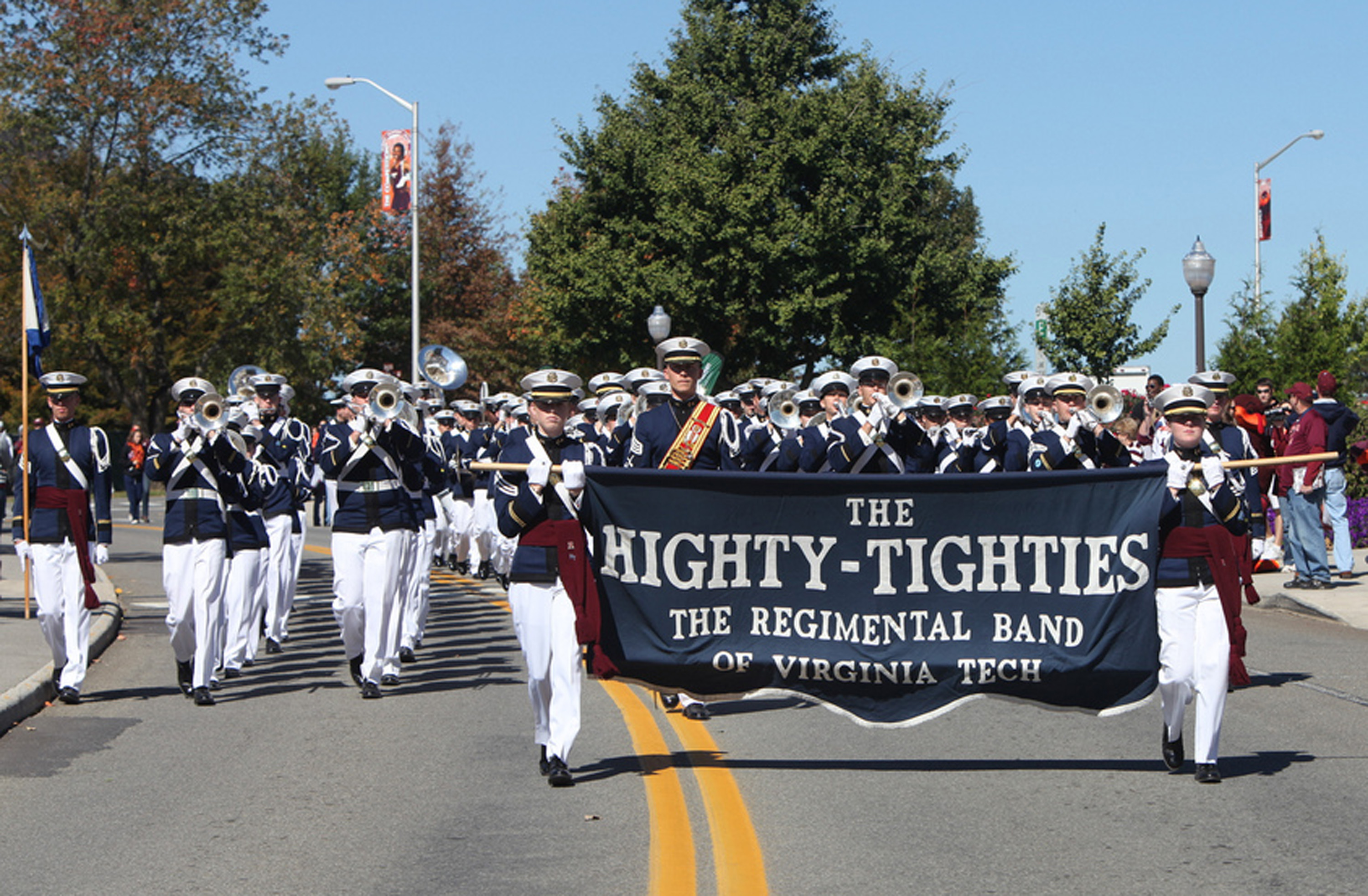 The Virginia Tech Corps of Cadets Regimental Band, the Highty-Tighties march.