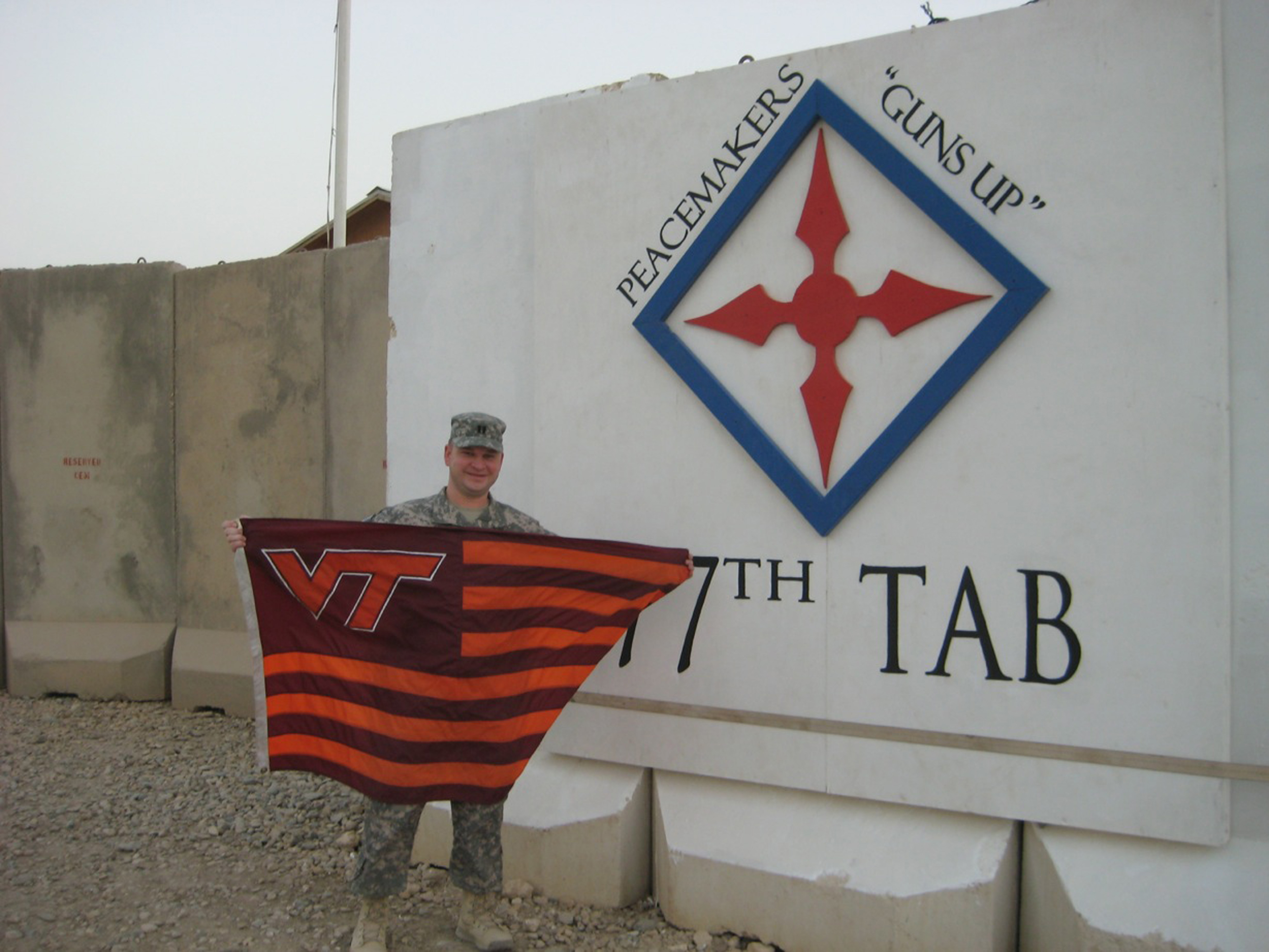 Capt. Danny Kane, U.S. Army, Virginia Tech Corps of Cadets Class of 2002 shown at Operating Base Adder, Iraq