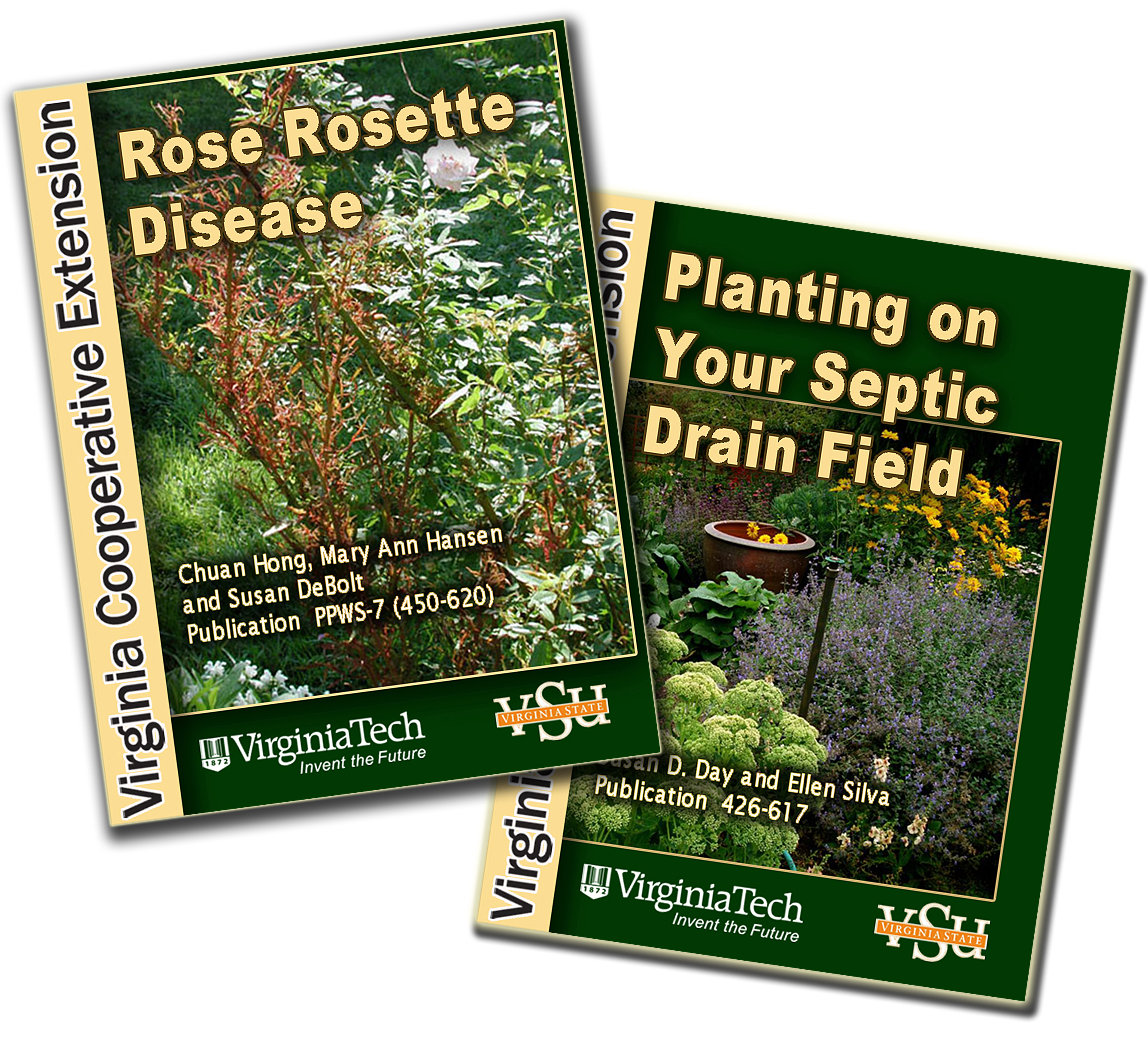Photo of e-book covers: Rose Rosette Disease and Planting on You Septic Drain Field