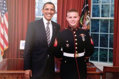 Marine with President Obama