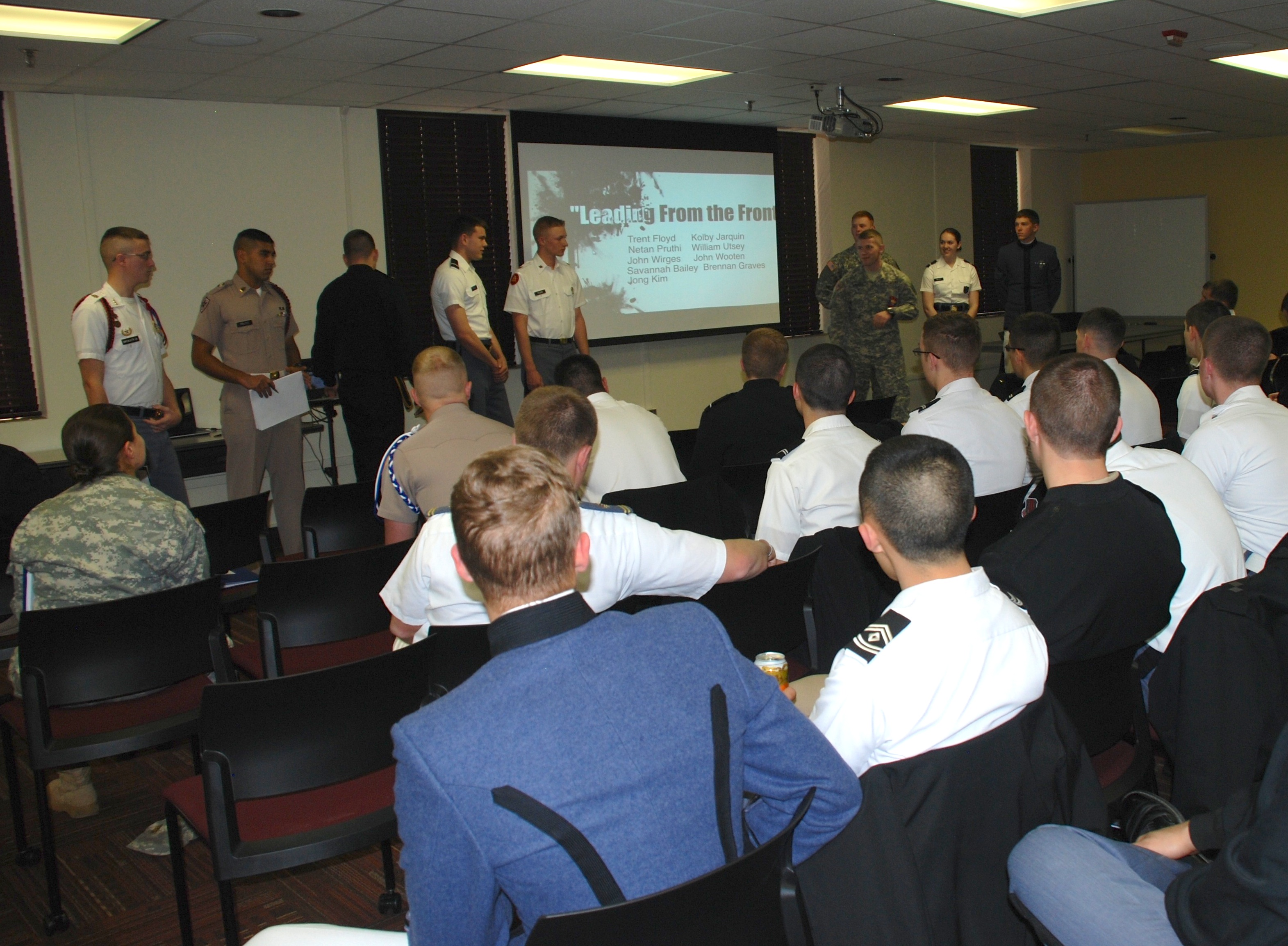 Cadets from a variety of schools present their findings at the Virginia Tech Corps of Cadets Leadership Conference last year.