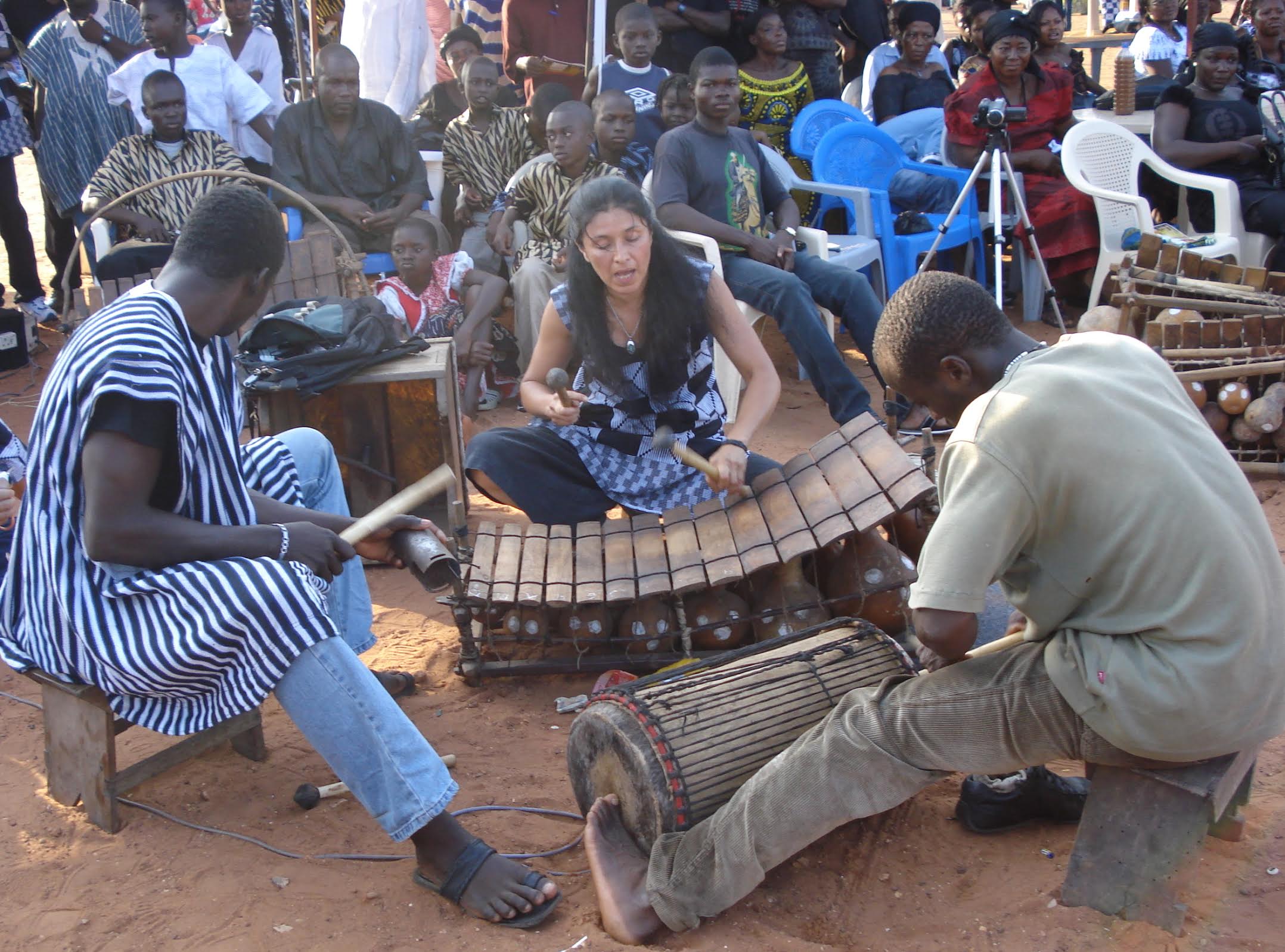 Percussionist Valerie Naranjo plays the West African gyil i