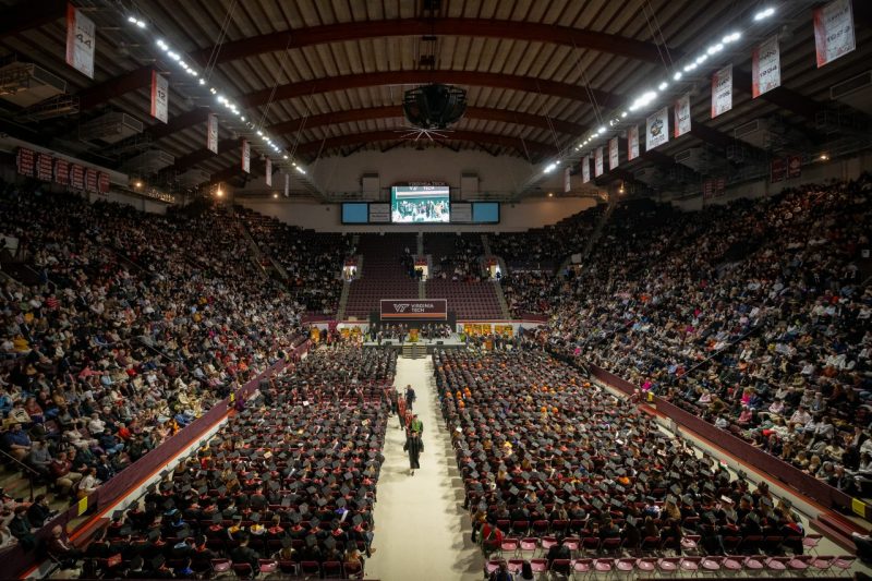 A large crowd in Cassell Coliseum for commencement
