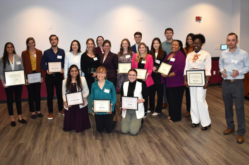 The 2024 award-winning graduate students and faculty mentors gathered for a group photo at the Graduate Life Center
