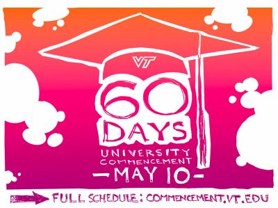 Digital sketch reminder that University Commencement is just 60 days away
