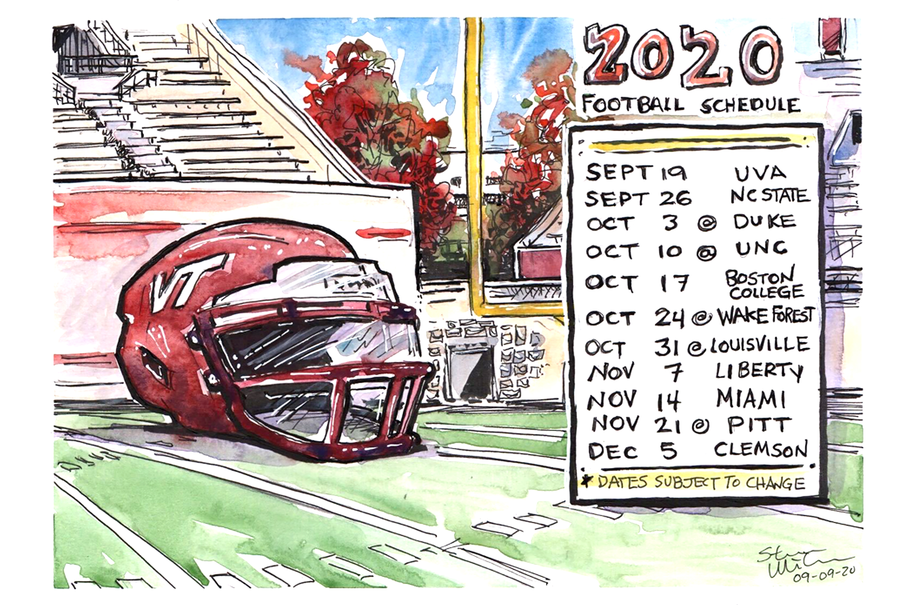 2020 Doodle Football Schedule -- Appeared Sept. 24, 2020