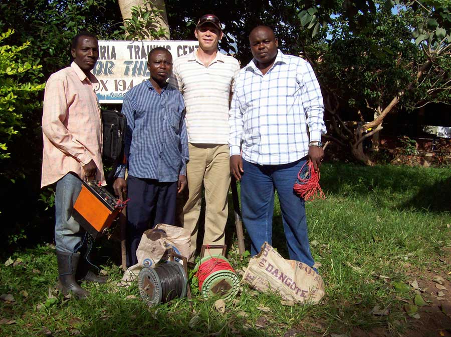 Chris Strock, recipient of the university's 2008 Graduate Service Award, is championing service projects and fundraising activities to generate support for various health and hygiene initiatives in Belize. Strock (third from left) is shown here with his colleagues in Belize.