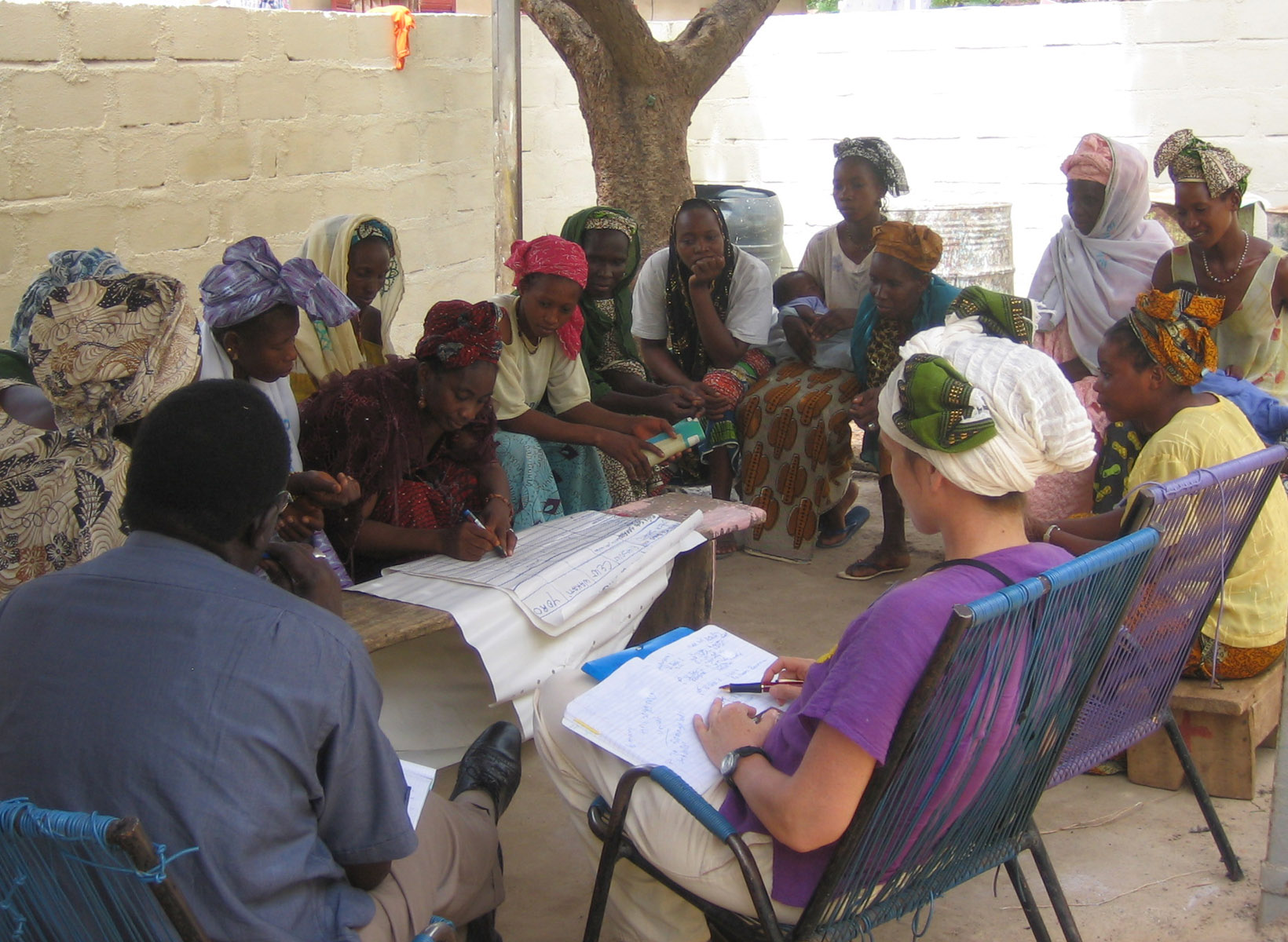 Workshop leader Maria Elisa Christie (right, foreground), observes while villagers conduct an activity profile.