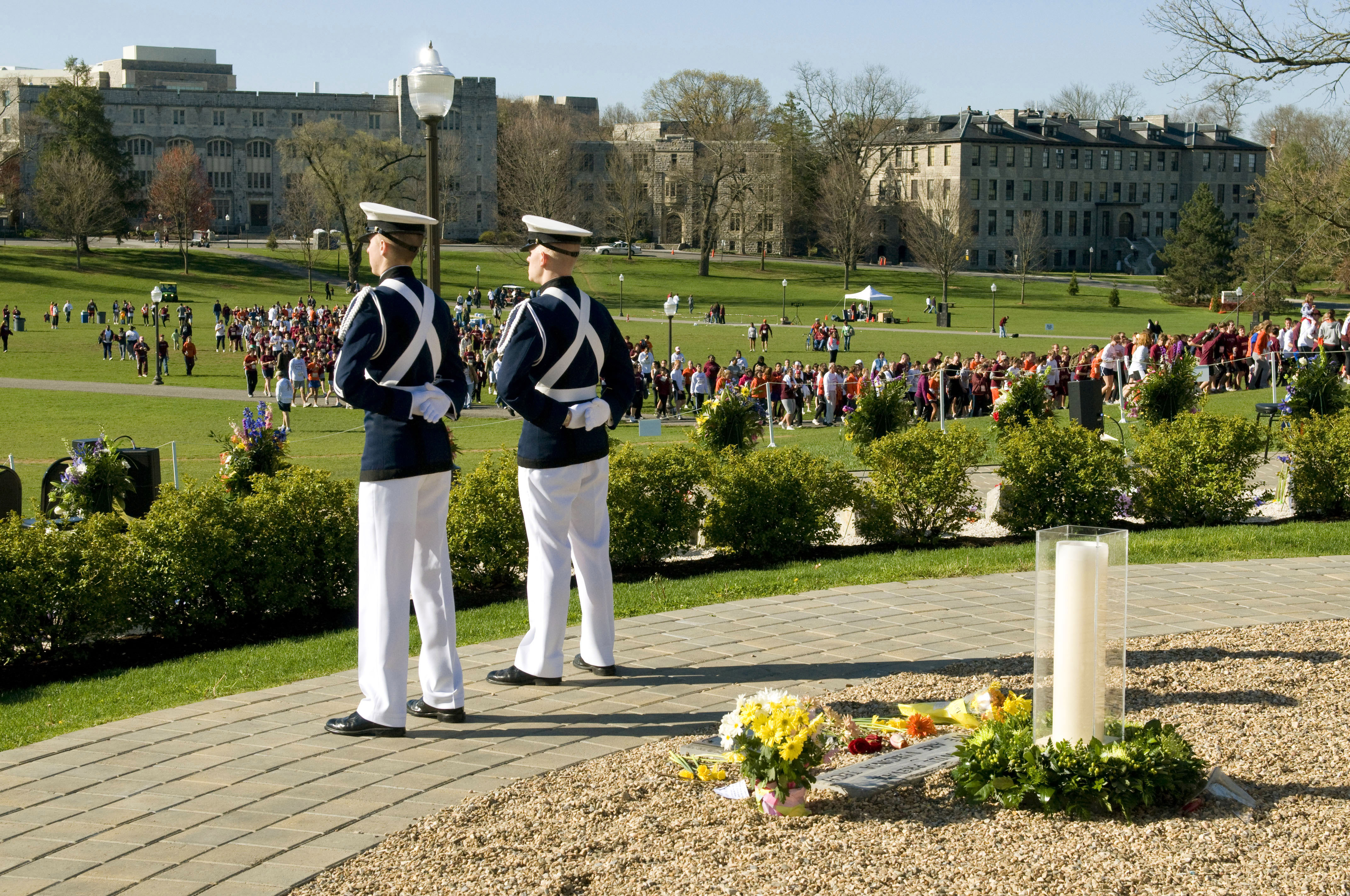 Cadets stand vigil at the memorial.