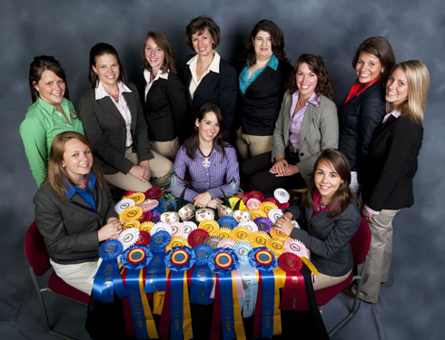 Front row, left to right are Ali Chisholm, Meagan Snoots, and Ashley Clark. Back row, left to right are Kathleen O'Laughlin, Amanda Bowen, Emily Gabarek, Julia McCann, Ashley Graham, Tracey Maier, Maggie Dupler, and Alli Salinger.