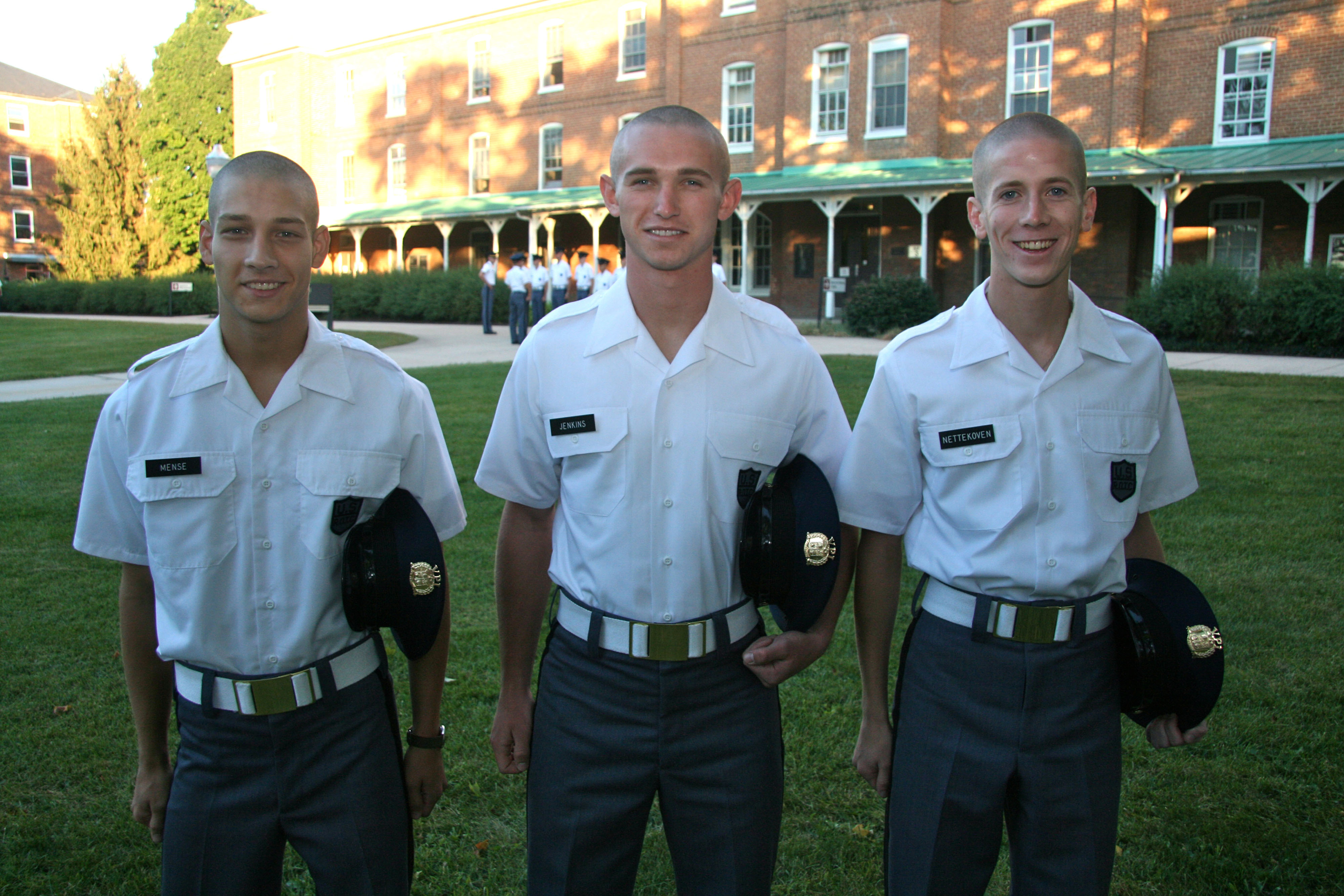 From left to right are Cadets Hunter Mense, Andrew Jenkins, and Peter Nettekoven