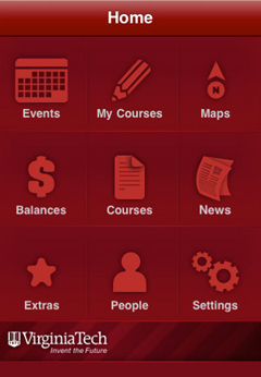Home screen of the Hokie Mobile application