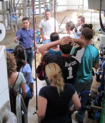 Vet students visit a dairy processing facility in Italy.