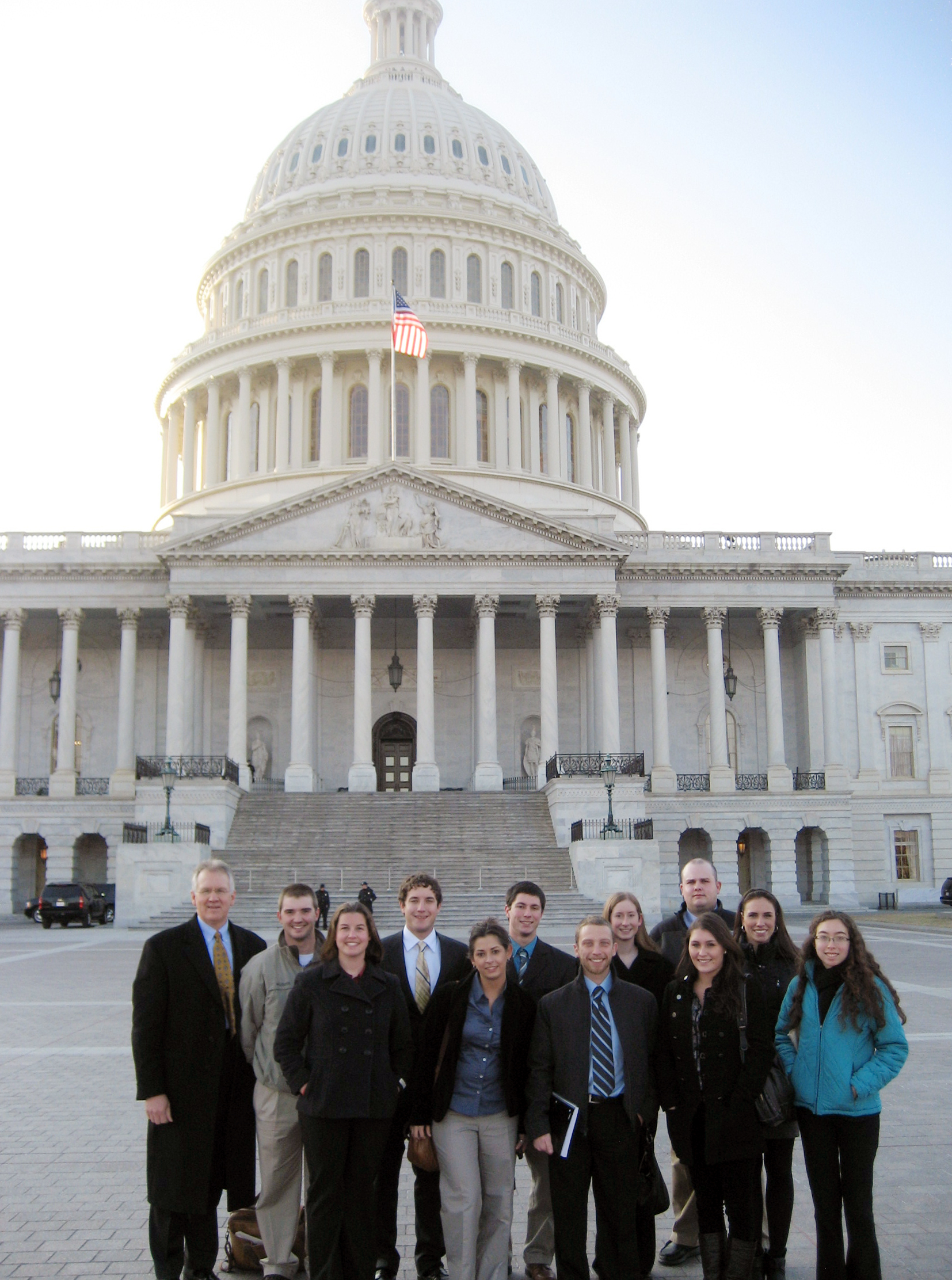 Dean Winistorfer and the Leadership Institute students standing in front of the U.S. Capitol.