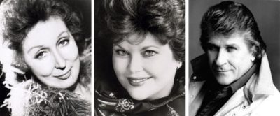 Headshots of (left to right) Mignon Dunn, Ruth Falcon, and Sherrill Milnes