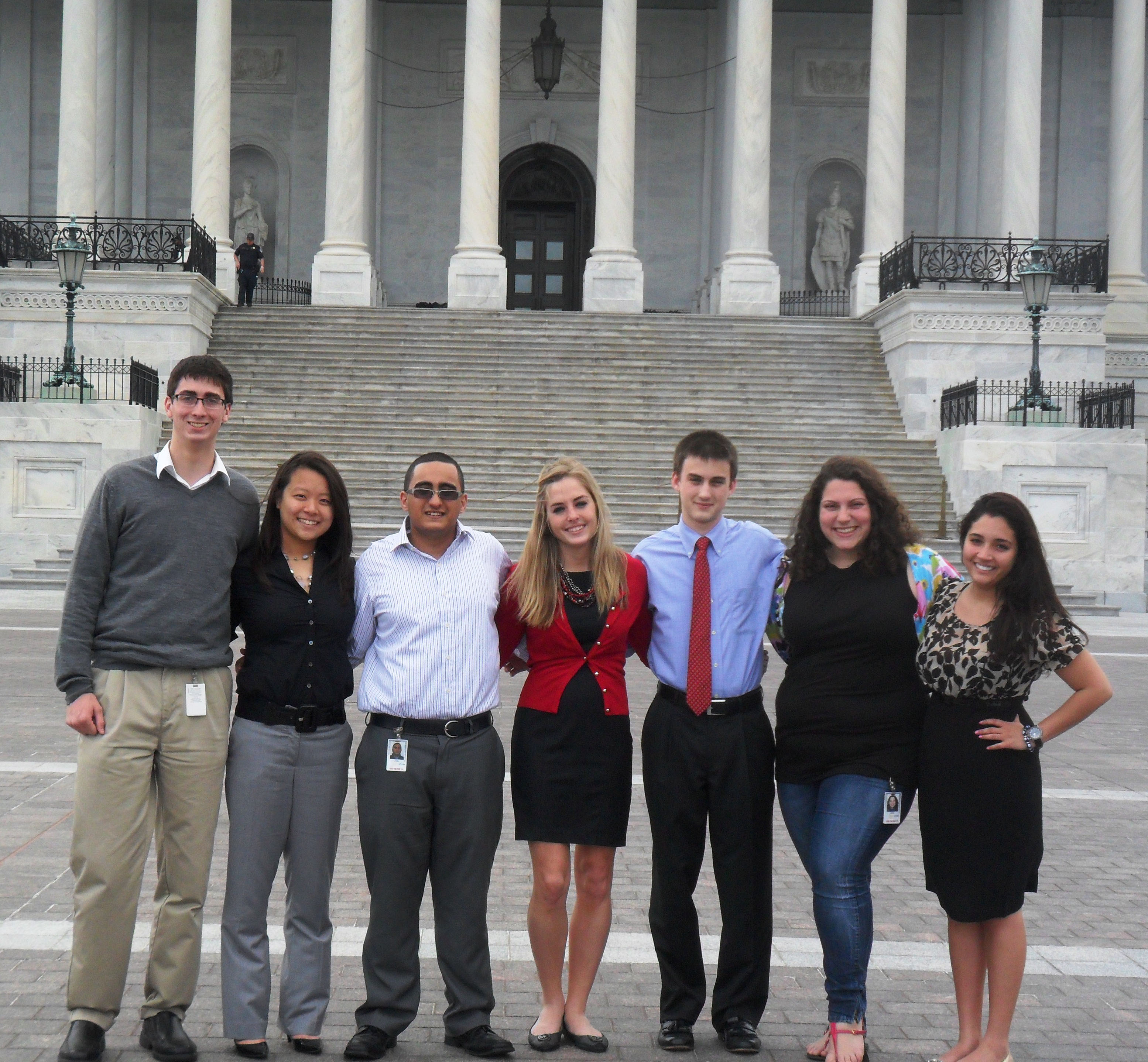 Seven Hokies on the Hill interns in front of Capitol in Washington, D.C. 