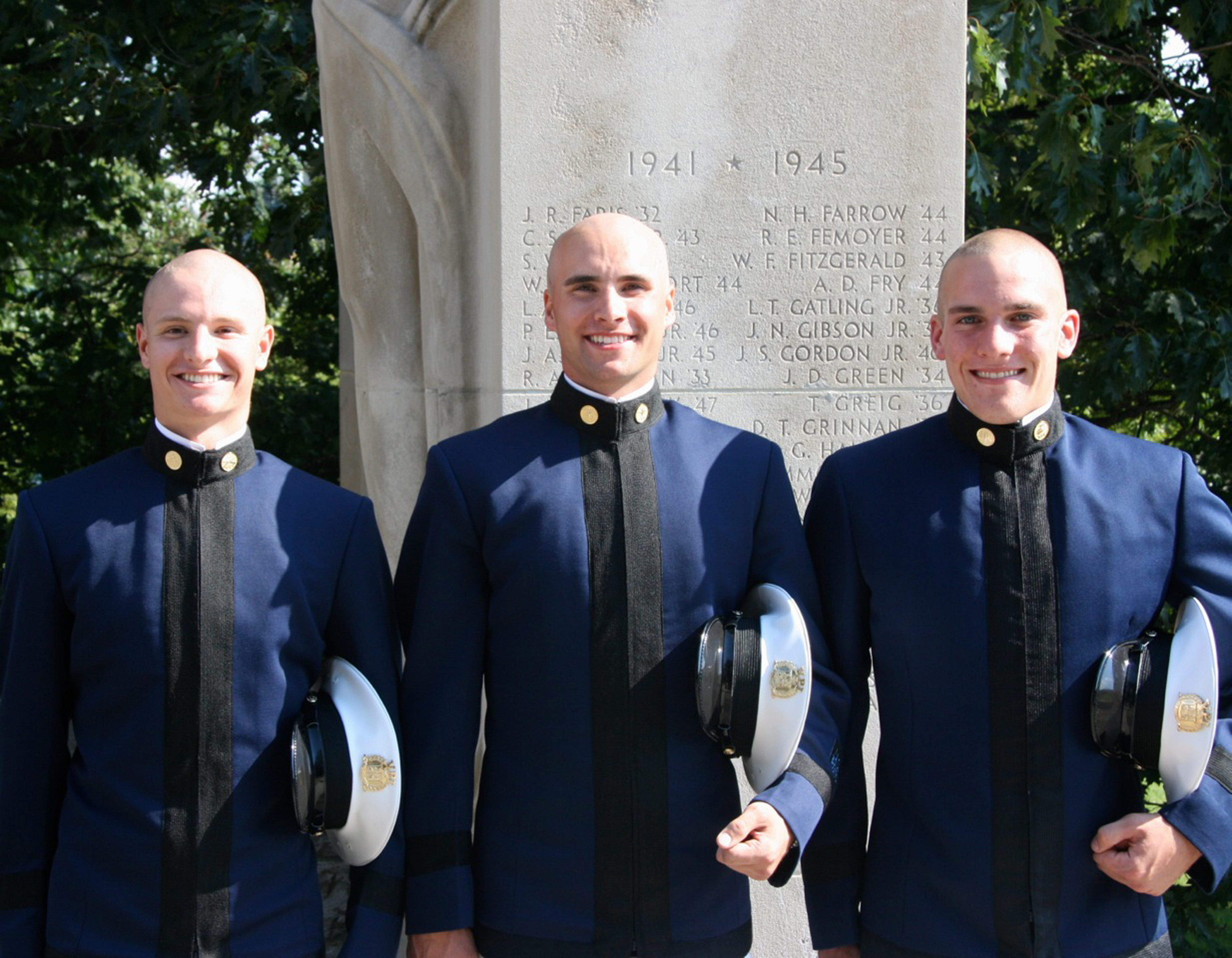 From left to right are Cadets Conor Cosgrove, Ethan Smith, and Shane Wescott