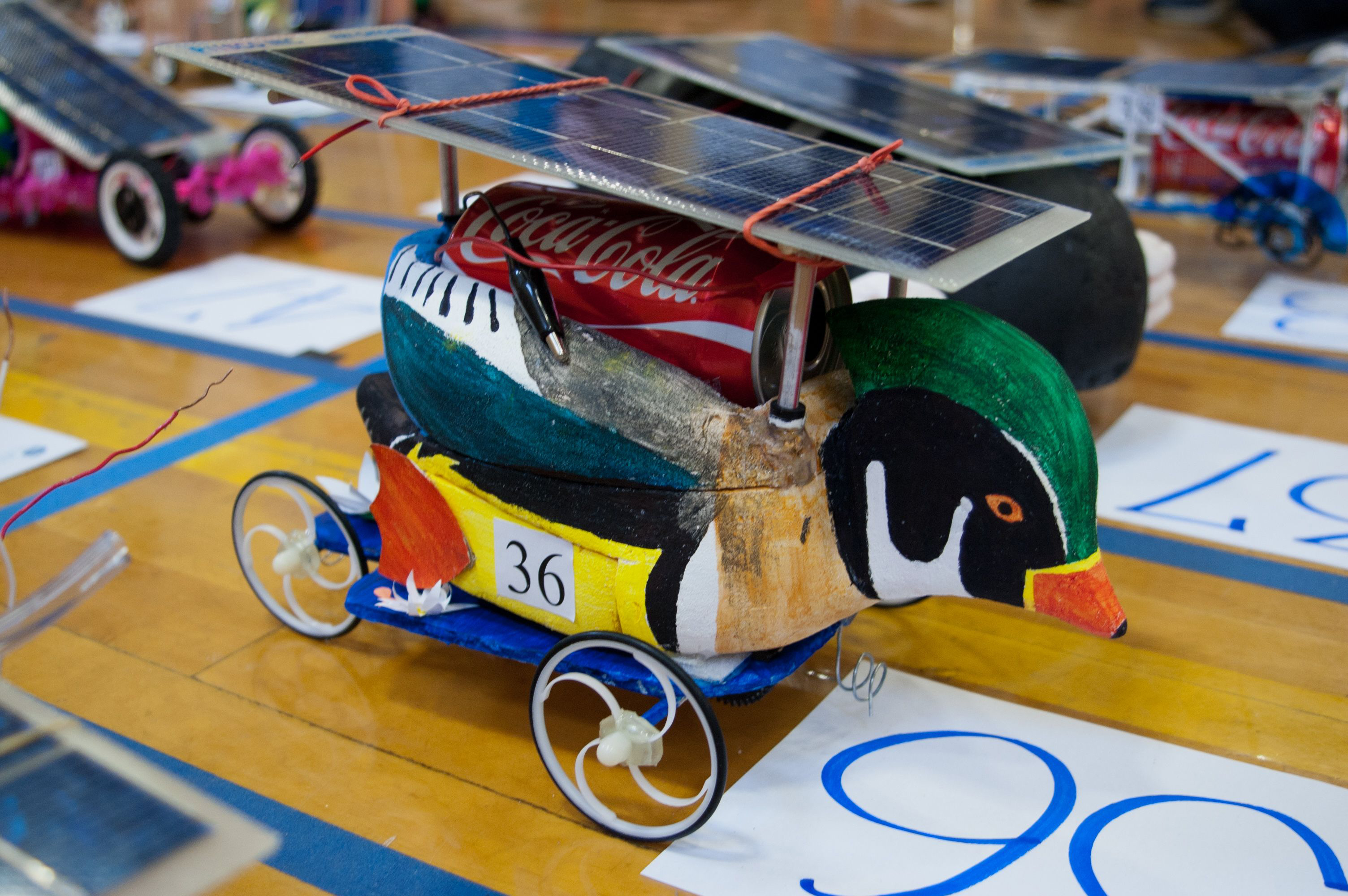 A solar car that was one winner in this year's Junior Solar Sprint competition.