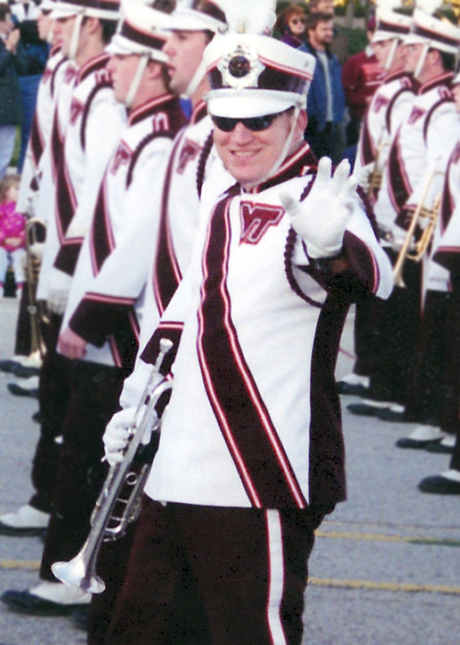 Virginia Tech alumnus Chris Osburn served as a rank captain for the trumpets during his time with the Marching Virginians.