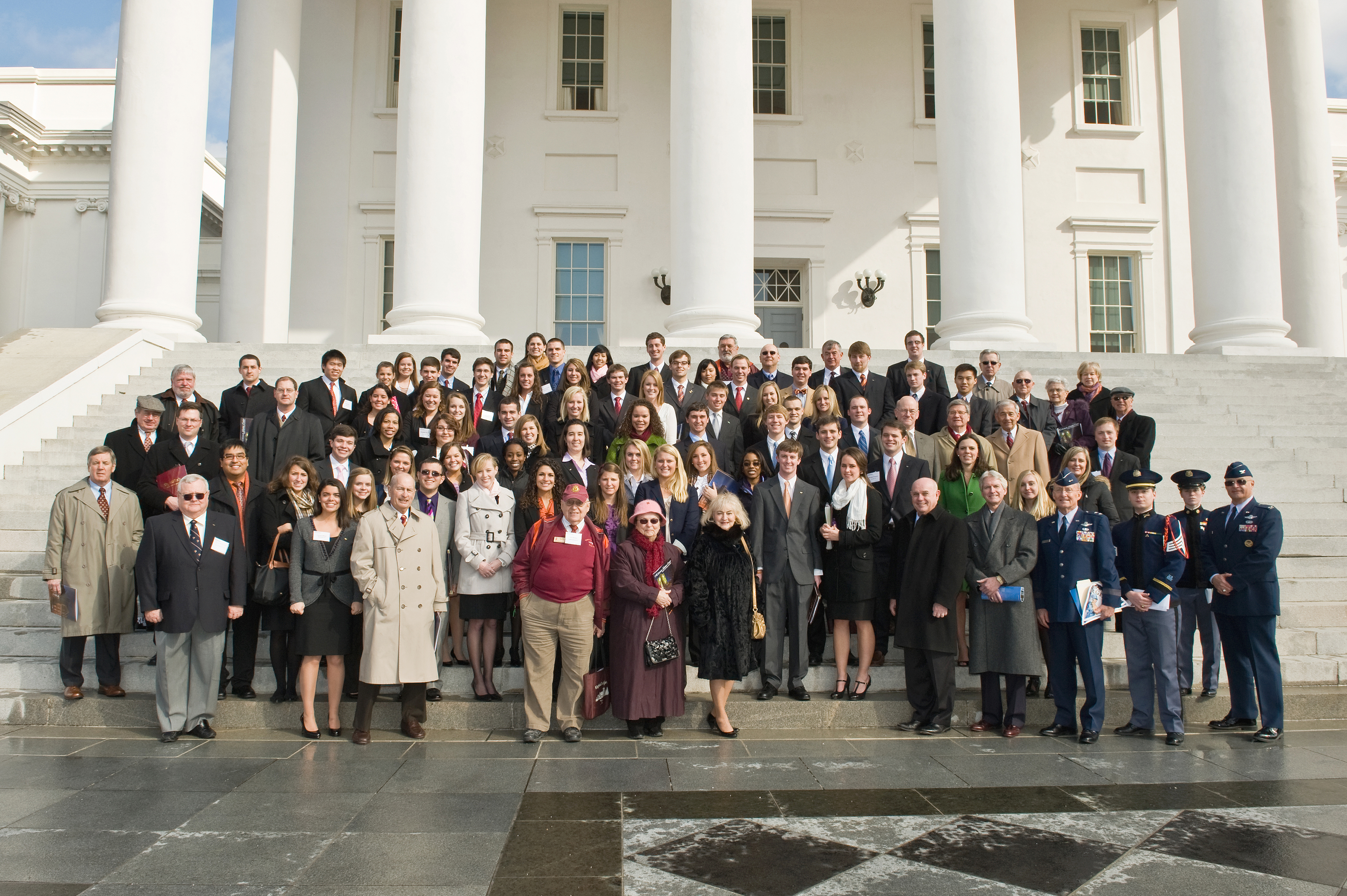 Virginia Tech's Student Government Association representatives with distinguished Virginia Tech alumni, university officials, and representatives of the governor