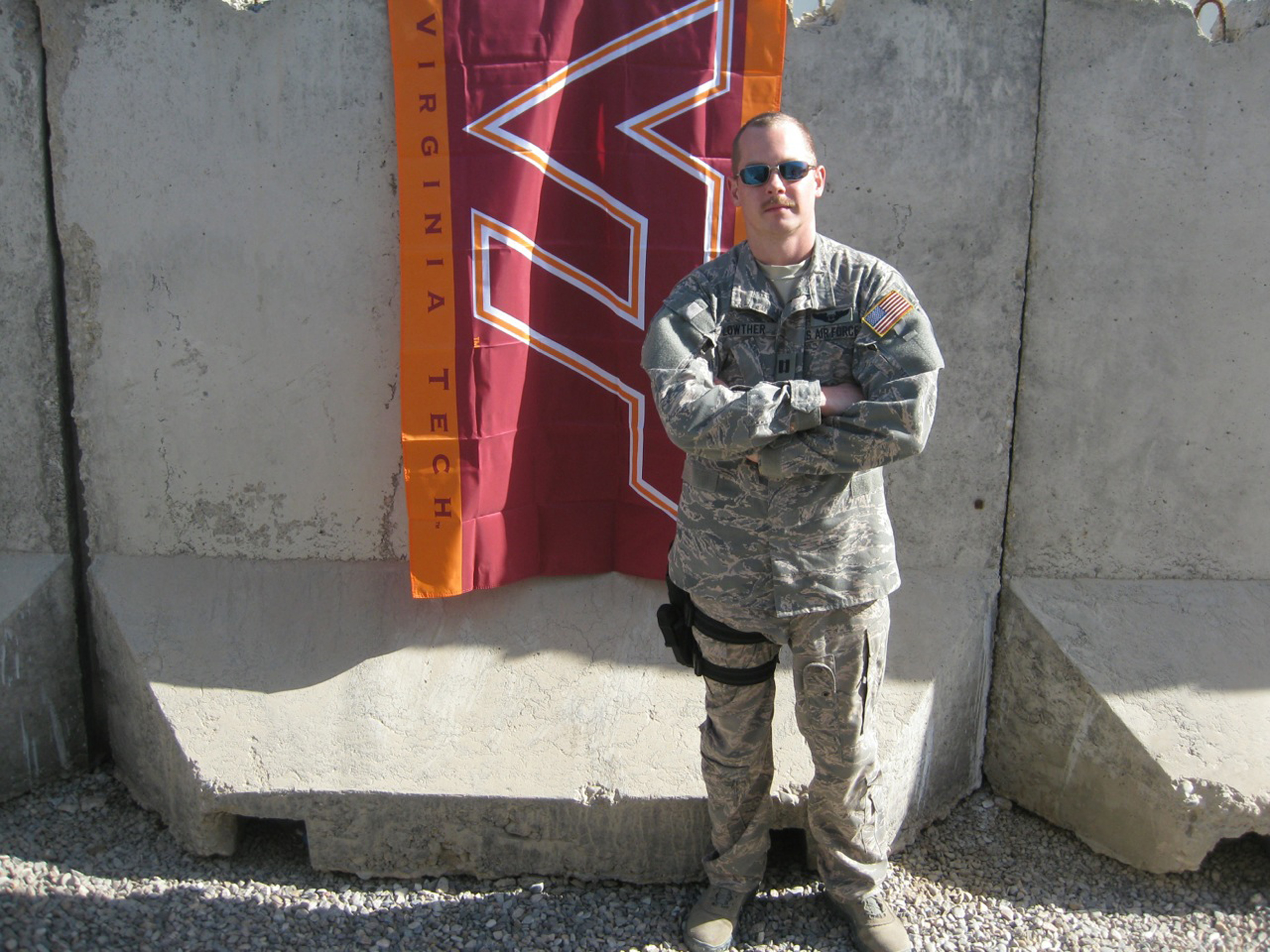 Capt. Patrick Lowther, U.S. Air Force, Virginia Tech Corps of Cadets Class of 2005 shown in Afghanistan