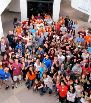 Leadership Tech students gather in the atrium of Squires Student Center.