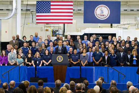 Obama speaks at Rolls-Royce plant