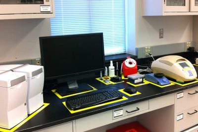 This image shows a computer and bioanalyzer which are used to determine RNA quality before running experiments.
