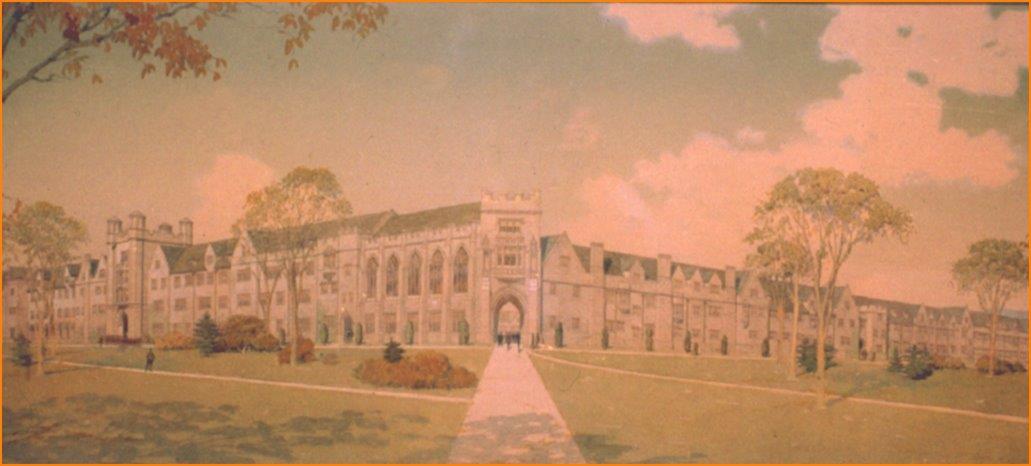 Architectual rendering of campus circa 1903