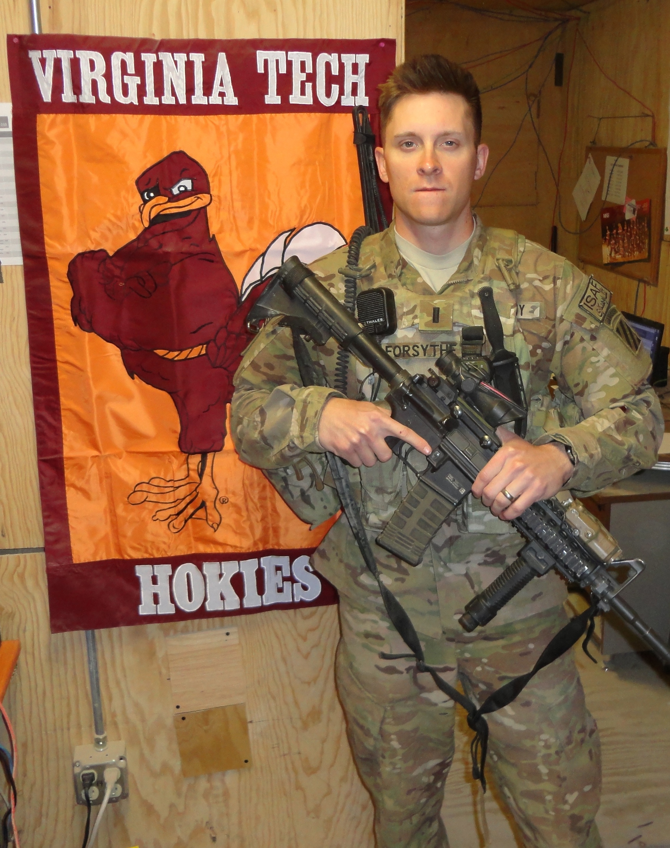 1st Lt. Scott Forsythe, U.S. Army, Virginia Tech Corps of Cadets Class of 2011 at his deployed location in Afghanistan