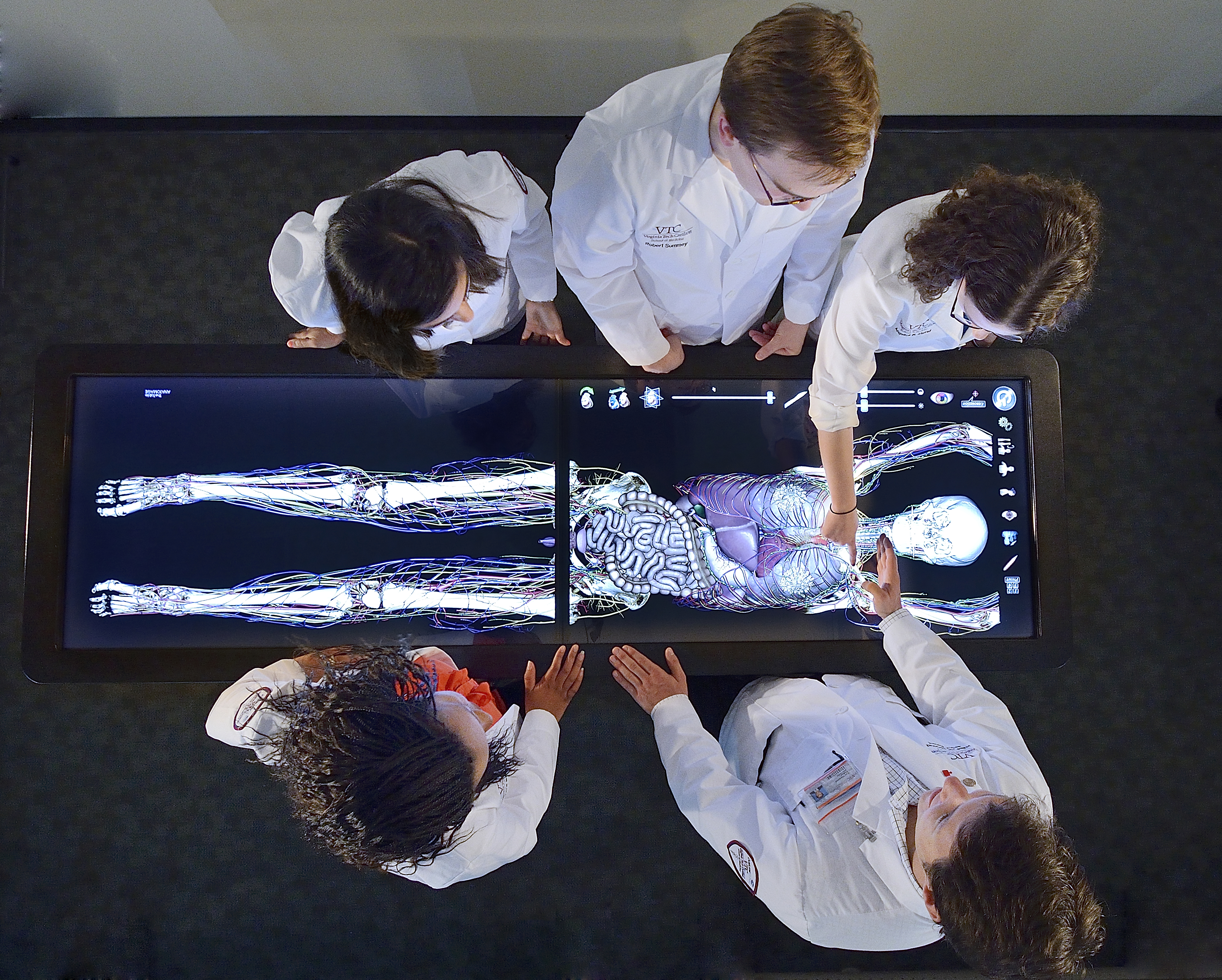 The virtual anatomy lab at the Virginia Tech Carilion School of Medicine operates with precision like a giant iPad.