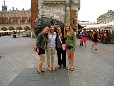 During a summer internship in Prague, Erin Helbling, second from left, visited Krakow with other American students studying abroad.
