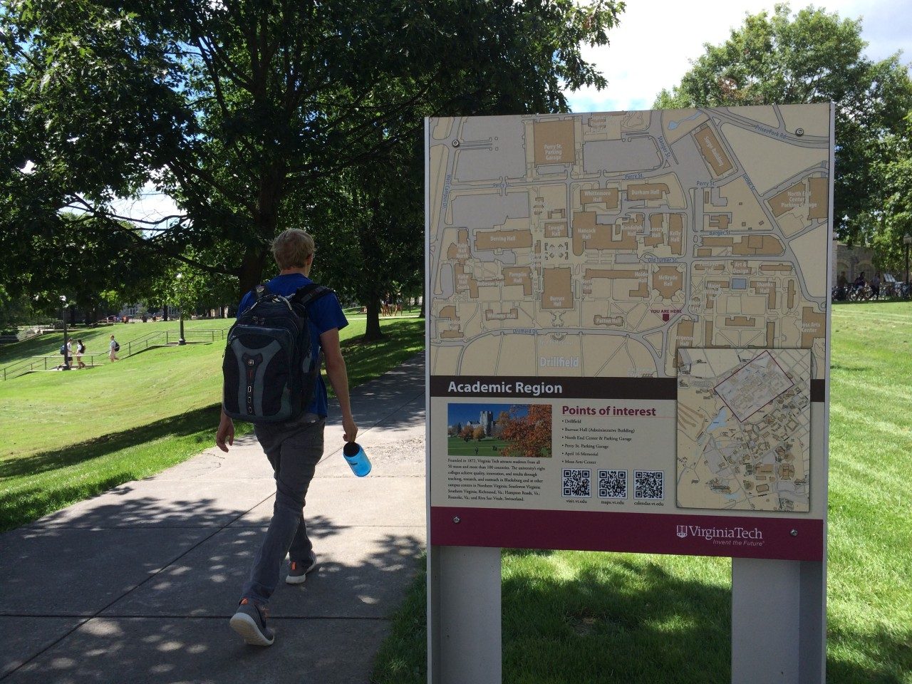 New maps installed in key areas help pedestrians navigate campus.