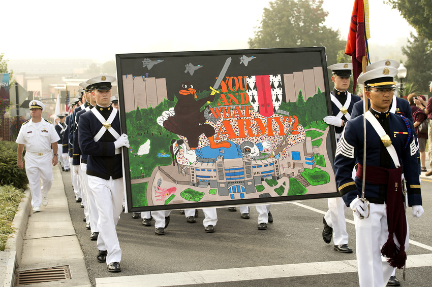 photograph of cadets in homecoming parade 