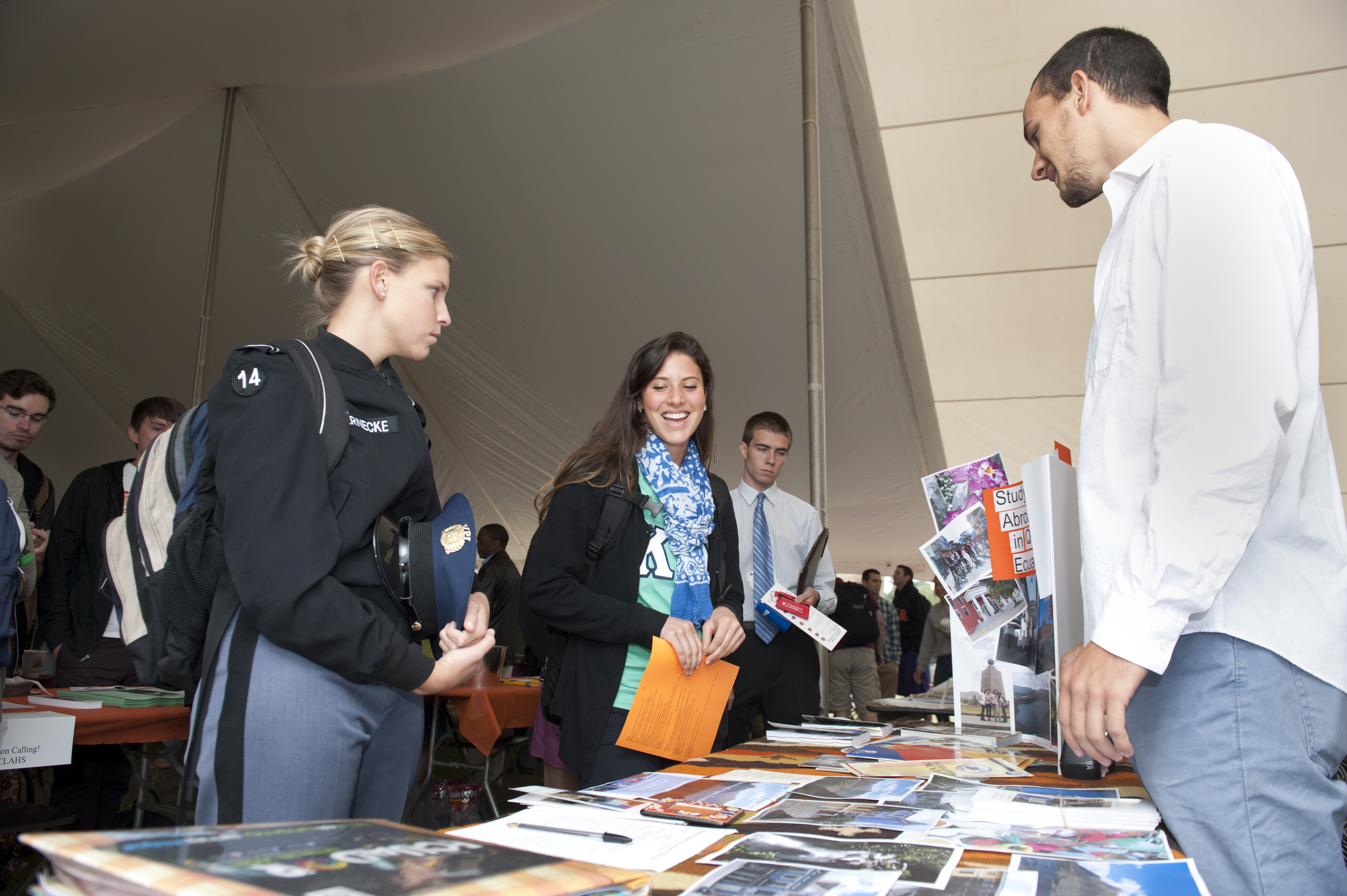 Students gather information at the Global Education Fair.