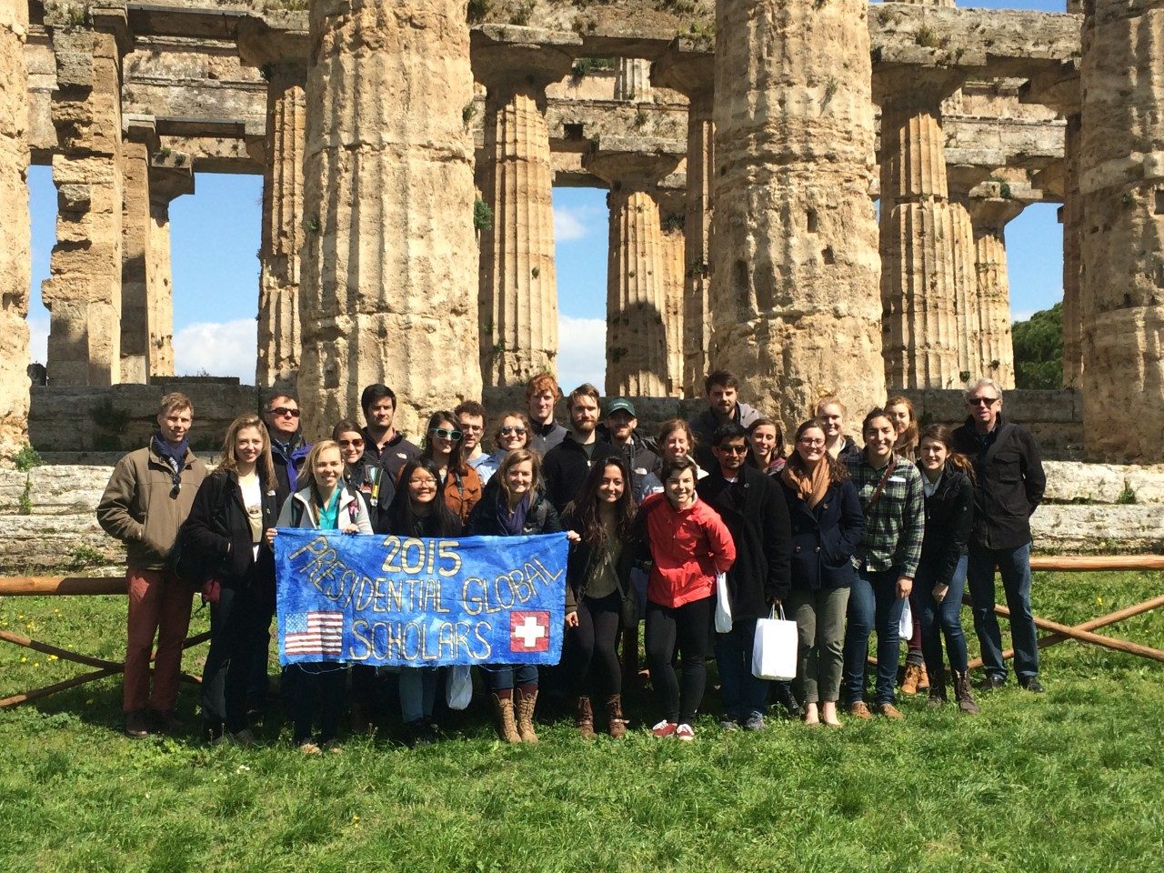 The group of University Honors students and faculty were based in Riva San Vitale, Switzerland for the spring 2015 semester, but traveled to a variety of places including Paestum in Campania, Italy.
