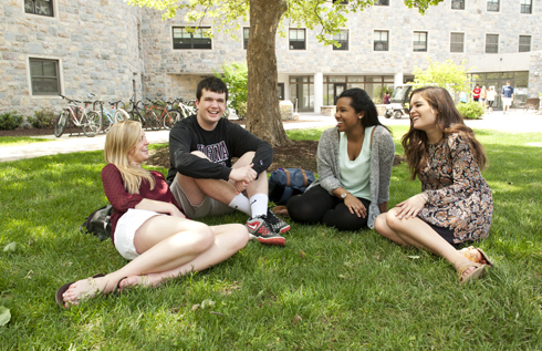 Students outside on Virginia Tech campus