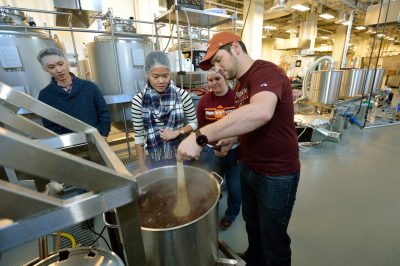 Students at Virginia Tech can now add beer brewing to the list of fermentation study offerings in the Department of Food Science and Technology. The new brewhouse came online late in 2015 and is on par with what most commercial craft beer brewers use, giving students a unique learning opportunity.