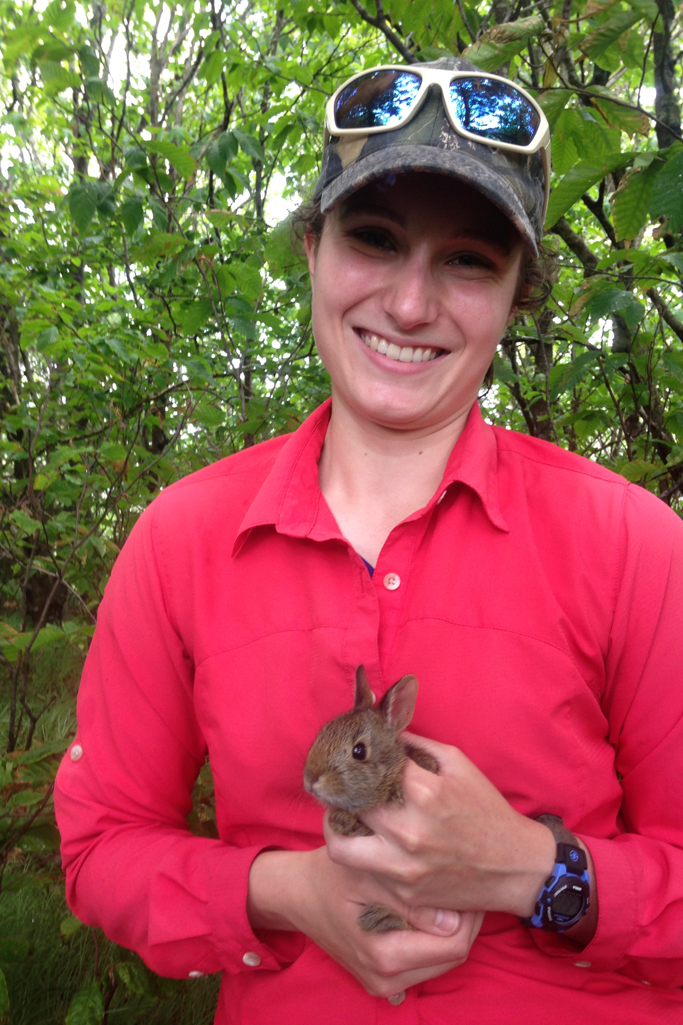 Ally Moser with cottontail rabbit