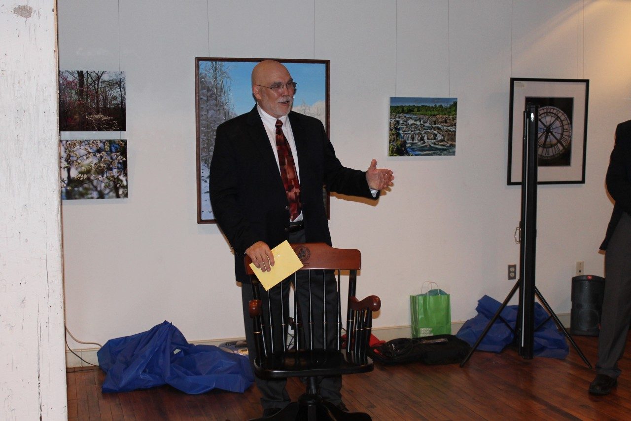 Grizzard at his retirement party in 2014.
