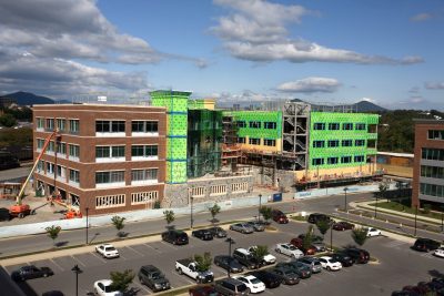 The VTC School of Medicine and Research Institute building is almost complete ahead of opening for the charter class arrival in August 2010.