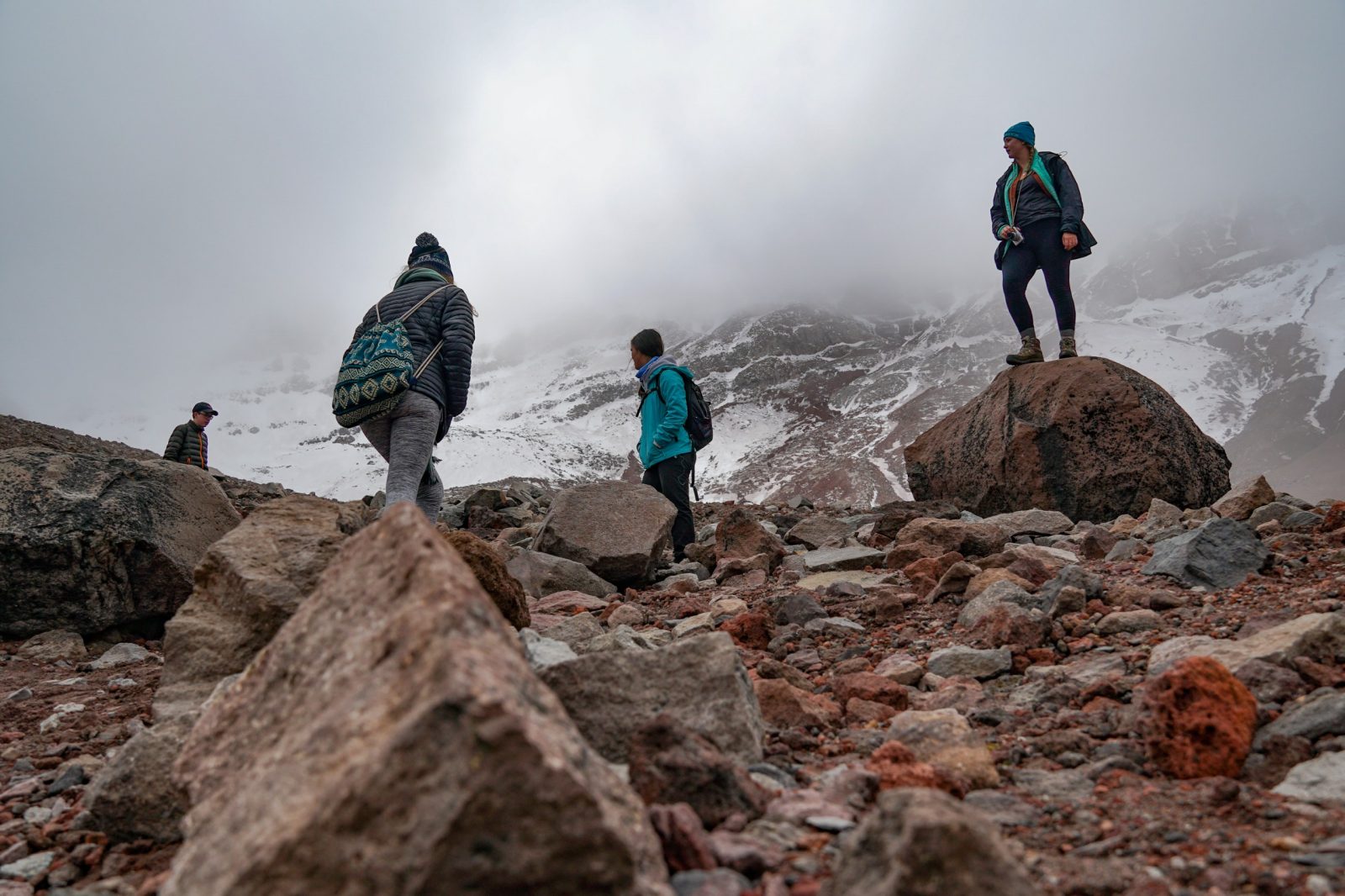 Virginia Tech students hike Chimborazo volcano.