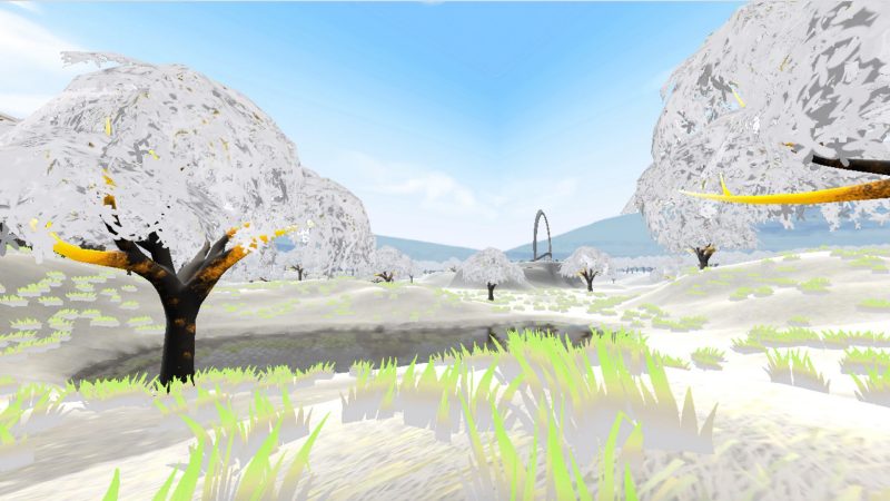A view of the Virtual Sculpture Garden environment