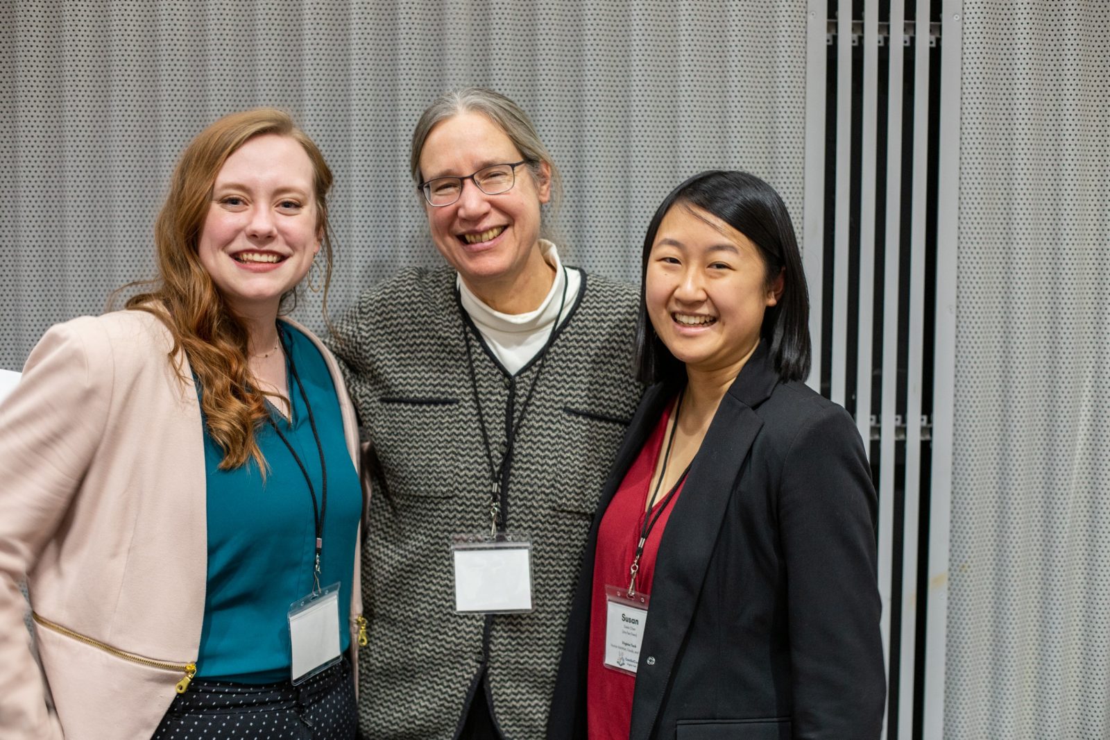 Stephanie Edwards Compton (left) and Susan Chen (right) were the co-chairs of the ComSciCon organizing committee. Carrie Kroehler (center), associate director for the Center for Communicating Science, attended and participated in many workshops. Photo courtesy of Alex Freeze.