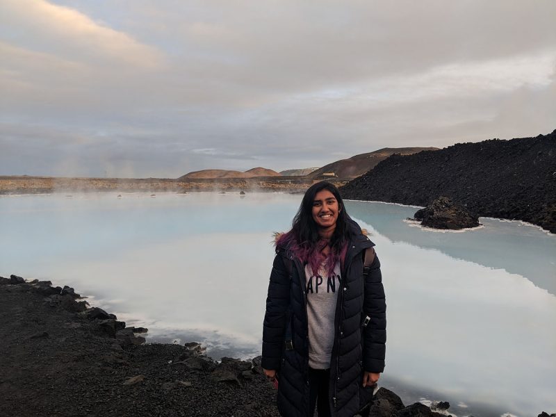 Alka Panda, pictured in Iceland, participated in research around campus and abroad, contributed to multiple student-led organizations and found a supportive group of peers in the Hokie community. 