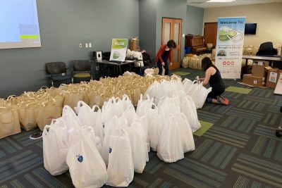 Donation bags are organized