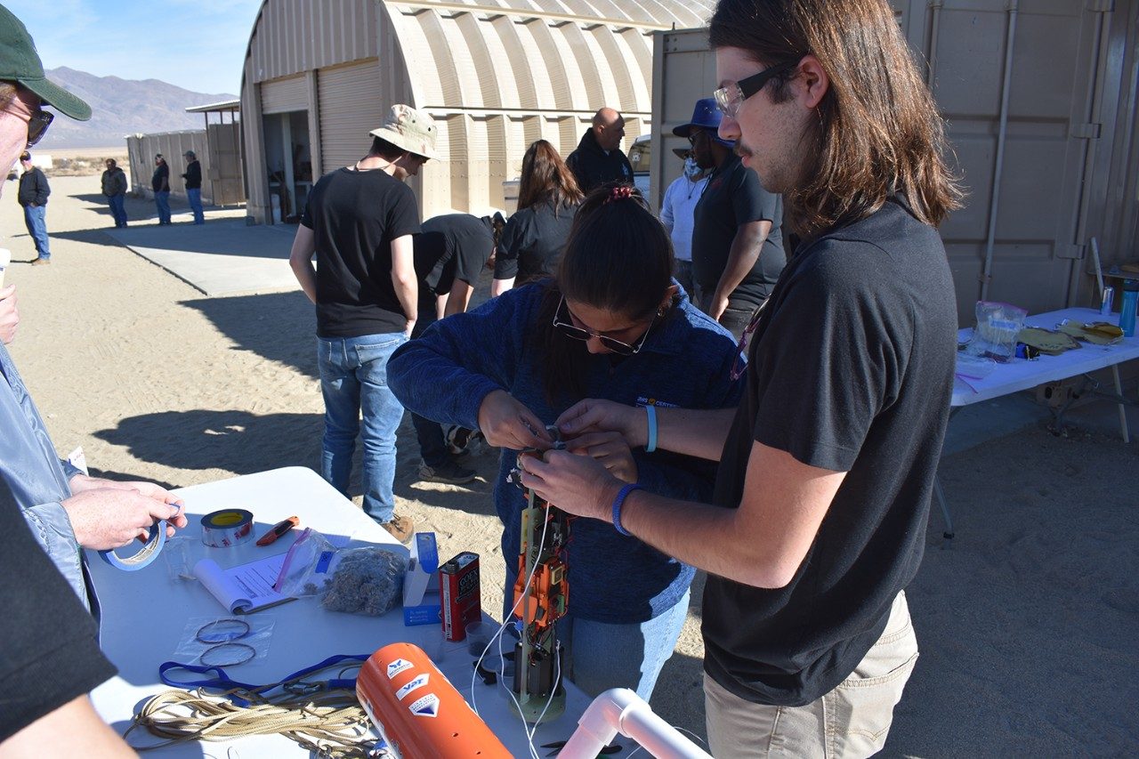 The OLVT team prepares for launch of the Test Turkey at the Friends of Amateur Rocketry site in the Mojave Desert
