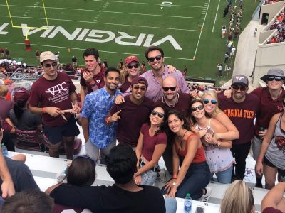 Members of the VTCSOM Class of 2022 enjoy a Virginia Tech football game before the pandemic.