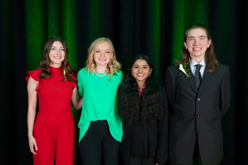The 2023 4-H Youth In Action Award winners at Kelli Garrett (at left), Alice Milton (at top center), Nikhita Saravanan (at bottom center) and Jack Woodard.