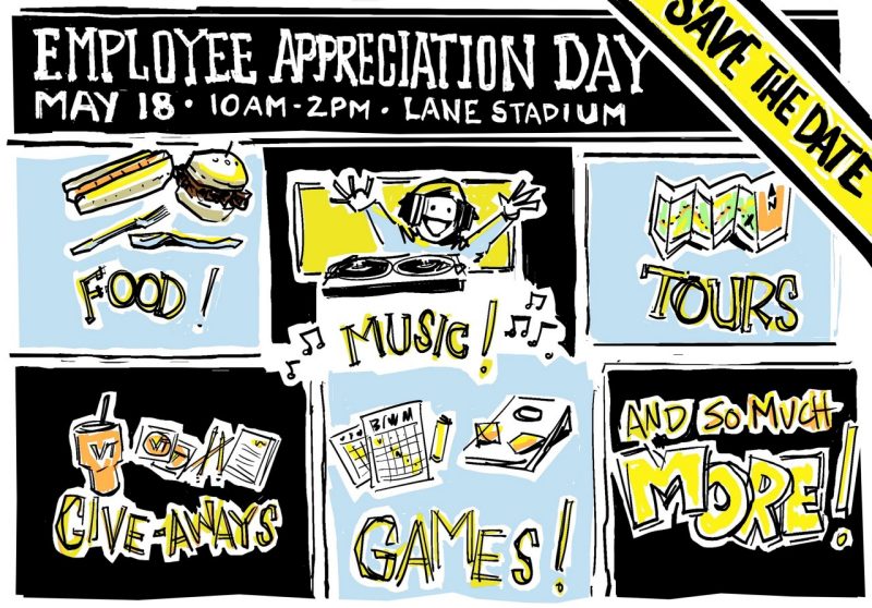 Digital promotion of the employee appreciation day on may 18 from 10 to 2 in lane stadium